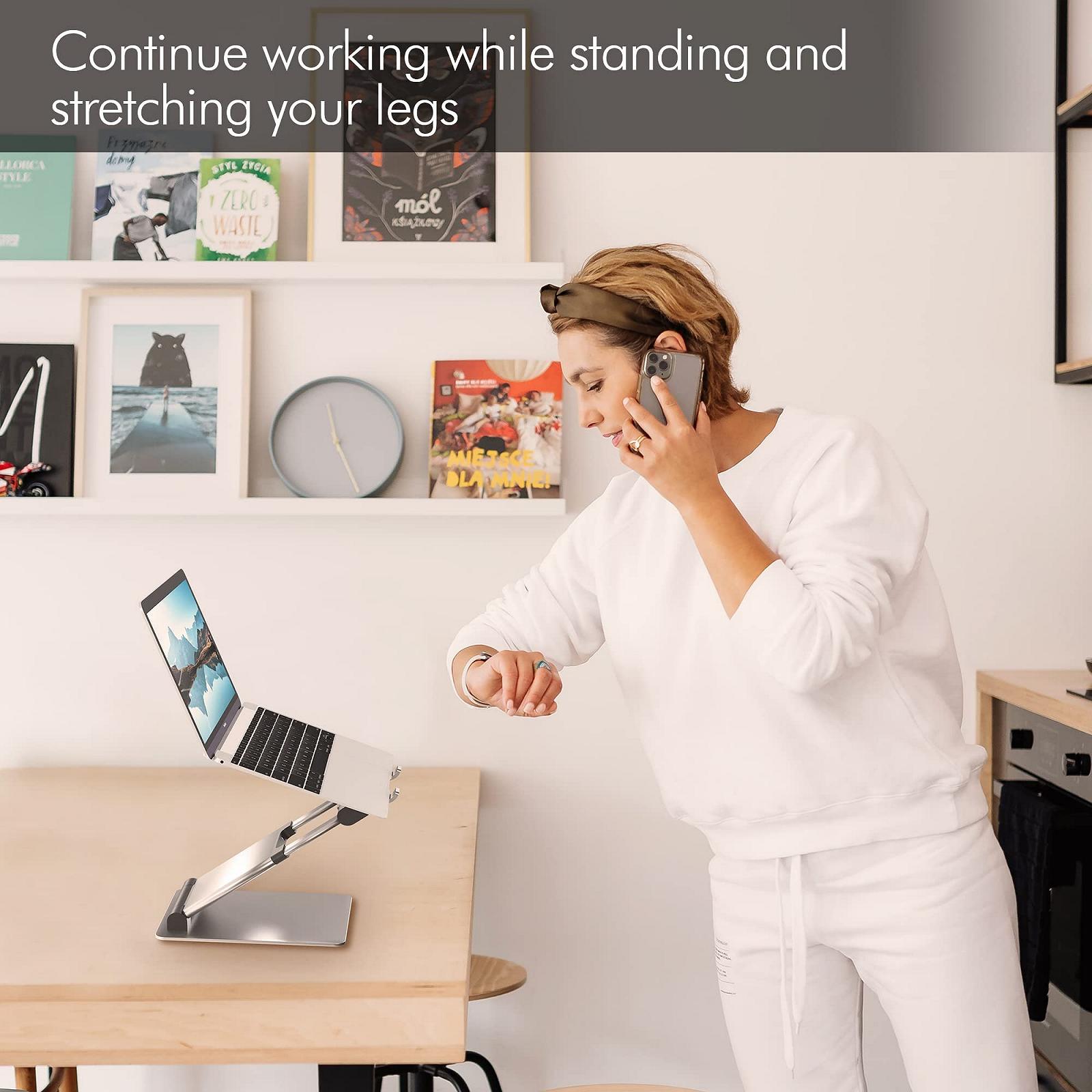 Подставка для ноутбука Desire2 Supreme для сидения и стояния, регулируемая подставка для ноутбука для стола, эргономичная подставка для ноутбука с быстрым высвобождением, аксессуары для ноутбуков для домашнего офиса, фото №8