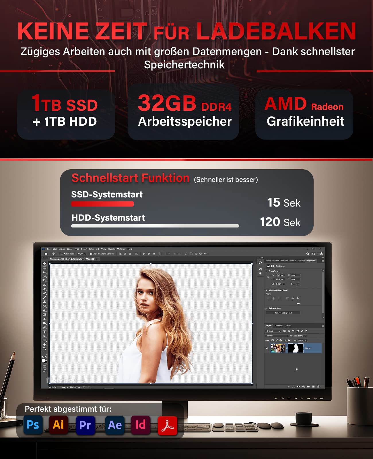 ПК Greed Ultra V2 AMD Ryzen 7 5700G 32GB RAM 1TB SSD + 1TB HDD, фото №4