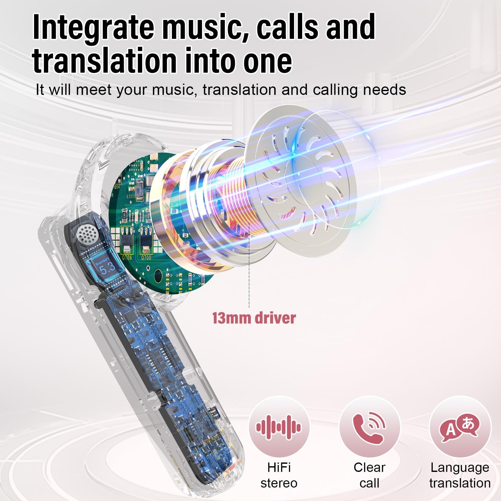 Навушники-перекладачі Rose Gold, фото №2