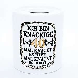 Копилка Ich bin knackige 40 Jahre для денежного подарка керамическая 40 лет Белая - Фото 1
