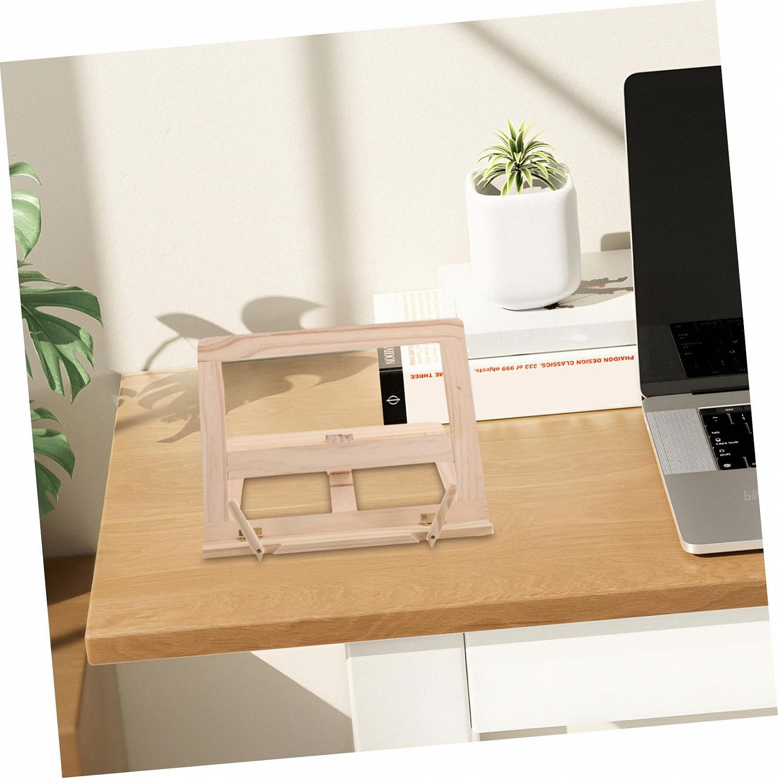 Регулируемая деревянная подставка для книг с боковыми зажимами, складная подставка для чтения для планшетов, ноутбуков, кулинарных книг, эргономичная подставка для ноутбука с функцией охлаждения и компактным дизайном, фото №6