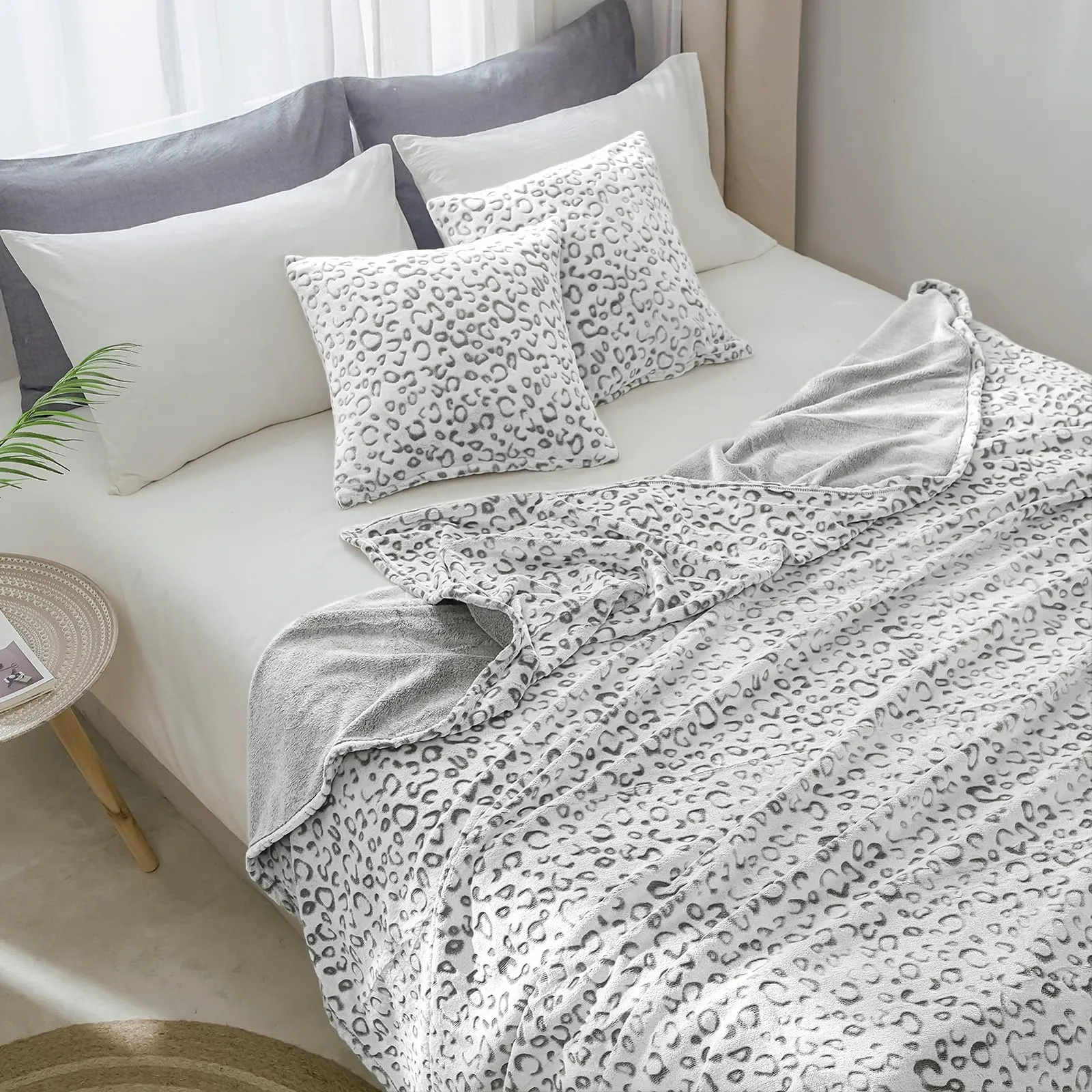 Одеяло FY Fibre House Фланель Флис Леопард Серый, 130 x 150 см, фото №2