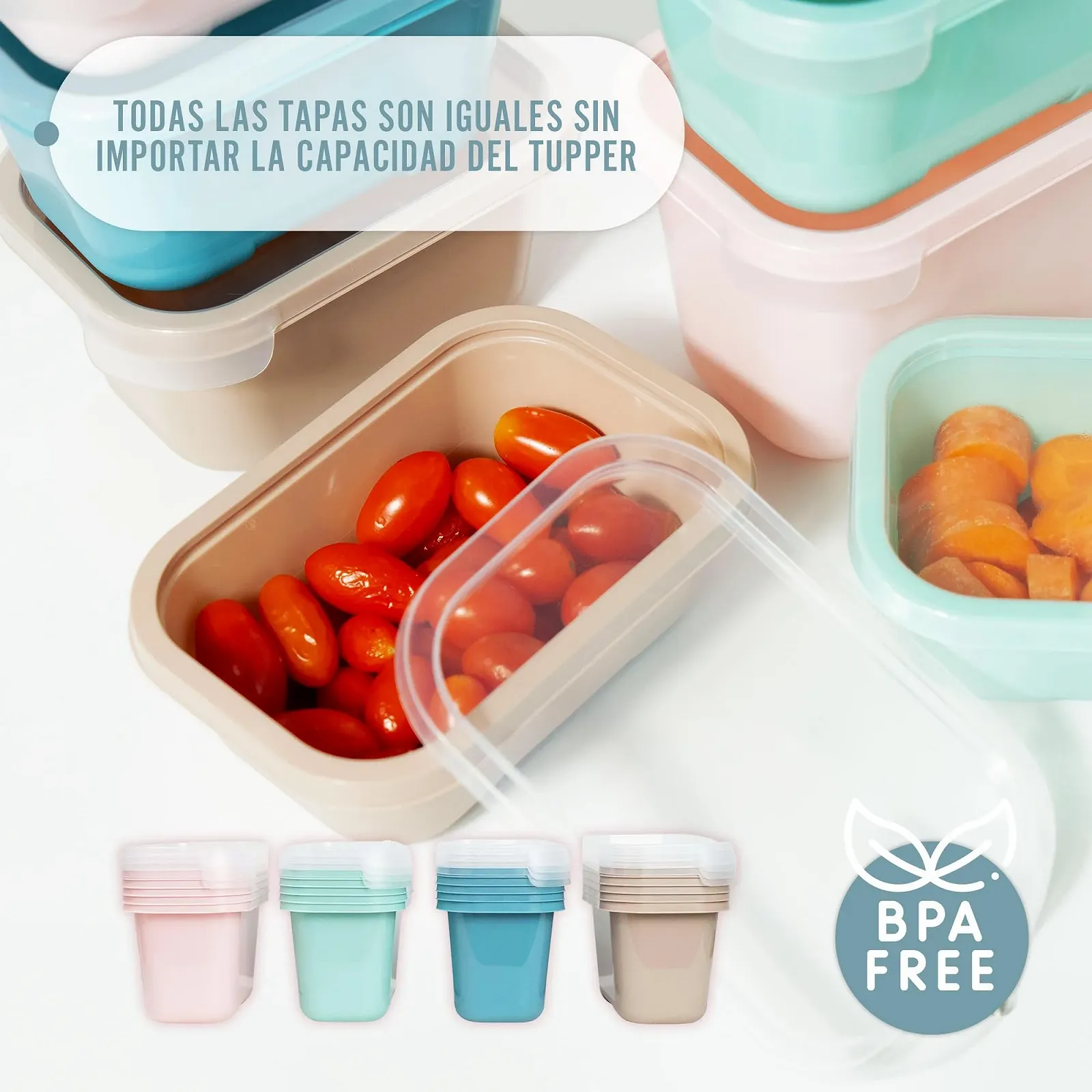 Контейнери для зберігання продуктів 6 штук 1000 мл BPA Free Герметичні Штабельовані Пастельно-блакитний, фото №5