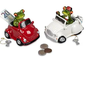 Скарбничка Жаба в машині 15 см із замком полістоун - Фото 1