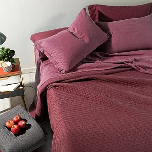 Покривало Caleffi Percale Jeans Весна Односпальне Бордовий synthetic.ua - Фото 1