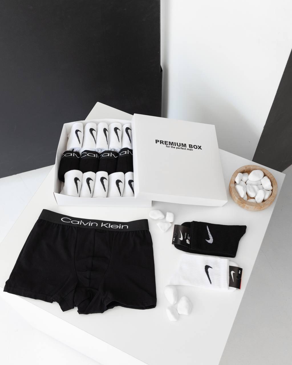 Комплект мужского белья 5 штук 12 пар носков Calvin Klein качественные черные мужские трусы боксеры и носки, фото №1 Комплект мужского белья 5 штук 12 пар носков Calvin Klein качественные черные мужские трусы боксеры и носки, фото №1