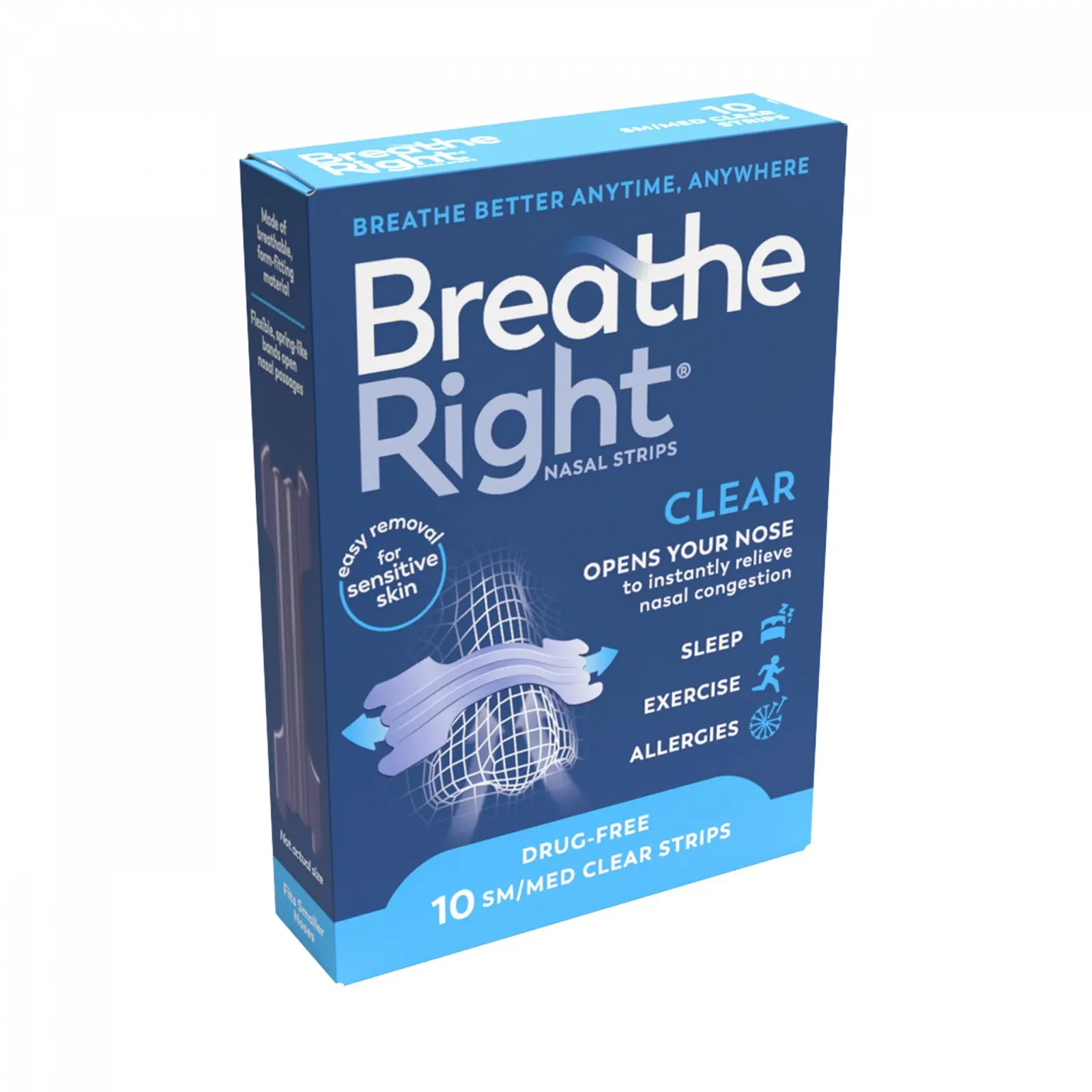 Полоски для носа BREATHE Right Clear Small/Medium 10 шт, фото №1