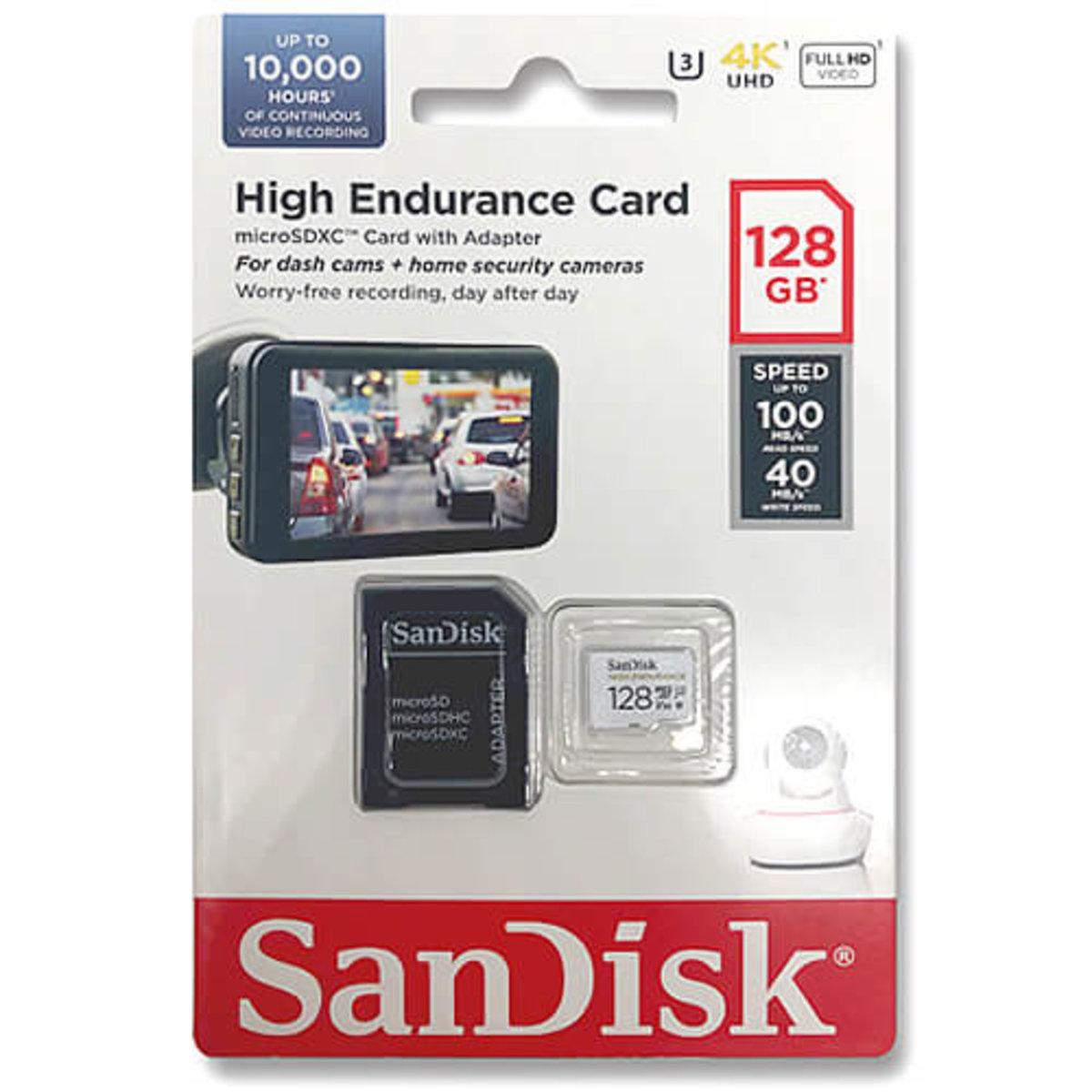 MicroSDXC (UHS-1 U3 SanDisk High Endurance 128Gb class 10 V30 (100Mb/s) adapterSD, фото №2
