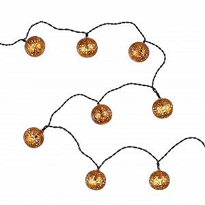 Гірлянда Lights4fun Світлодіодна 16 Solar Fairy Lights Куля Східний Металевий Бронзовий Теплий Білий synthetic.ua - Фото 1