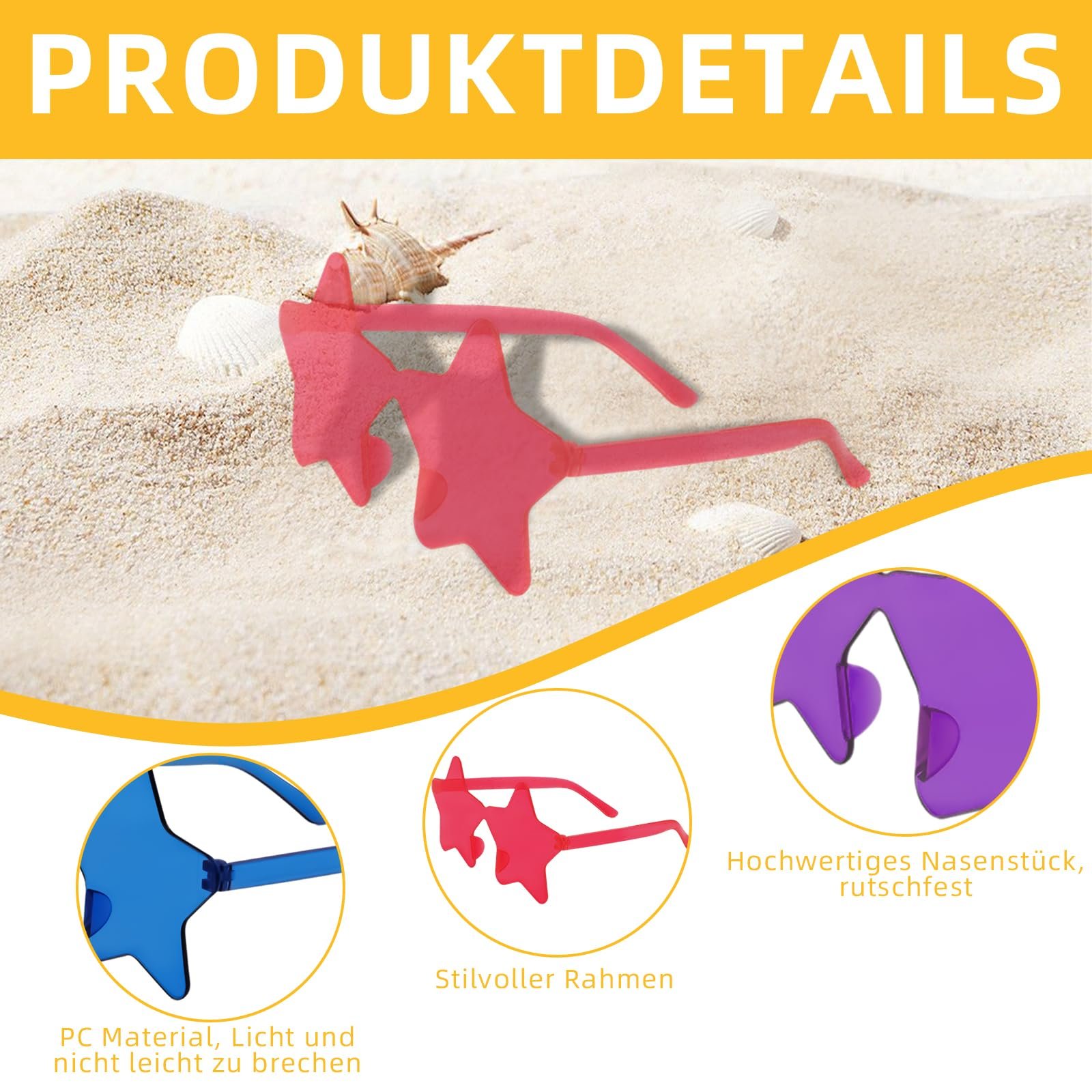 Сонцезахисні Окуляри Зірка Різнокольорові, 6 пар, фото №3