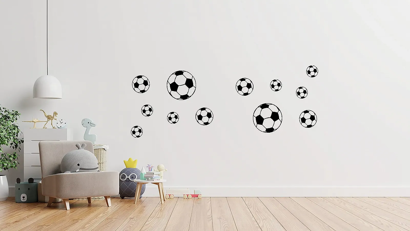 Наклейки на стіну Footballs Collection 12 шт. Плівка Oracal Чорний, фото №3