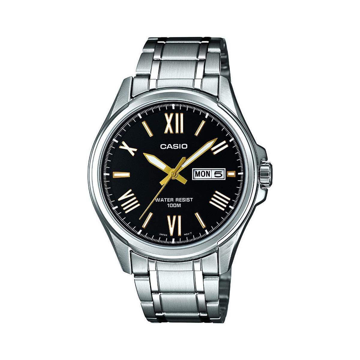 Часы Casio MTP1377D-1AVEF Кварцевые Аналогово-цифровой дисплей Черный циферблат Серебристый ремешок из нержавеющей стали, фото №1