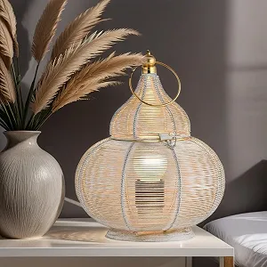 Настільна лампа Marrakech Tamara 25 см орієнтальна марокканська білий метал E27 synthetic.ua - Фото 1