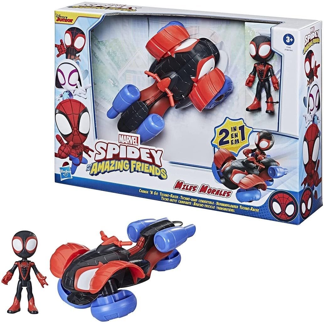 Фігурка Spidey and his Amazing Friends Marvel Transformable Techno-Racer та Miles Morales Spider-Man, 10 см, фото №1