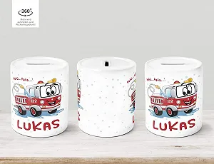 Скарбничка Пожежна машина Персоналізована Керамічна synthetic.ua - Фото 1