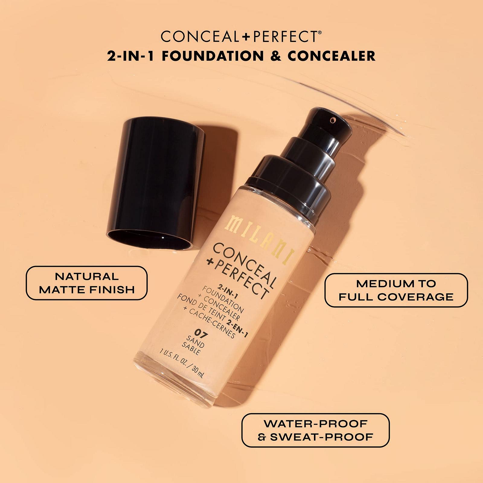 Тональная основа Milani Conceal + Perfect 2-in-1 Foundation + Concealer 05 Warm Beige, фото №6 Тональная основа Milani Conceal + Perfect 2-in-1 Foundation + Concealer 05 Warm Beige, фото №6