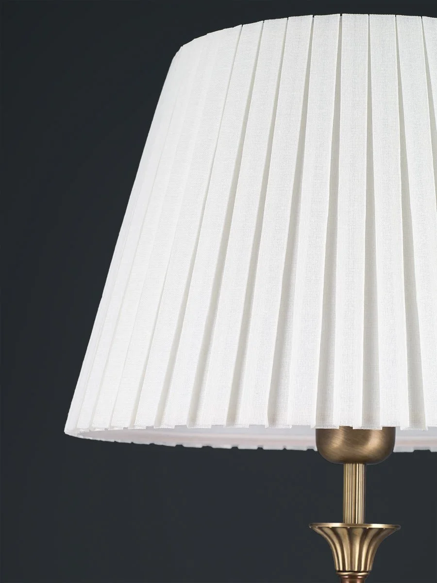 Настільна лампа 403777/1 Classic Art Nouveau Retro Справжня антикварна латунь Тканинний абажур плісе Білий, фото №4