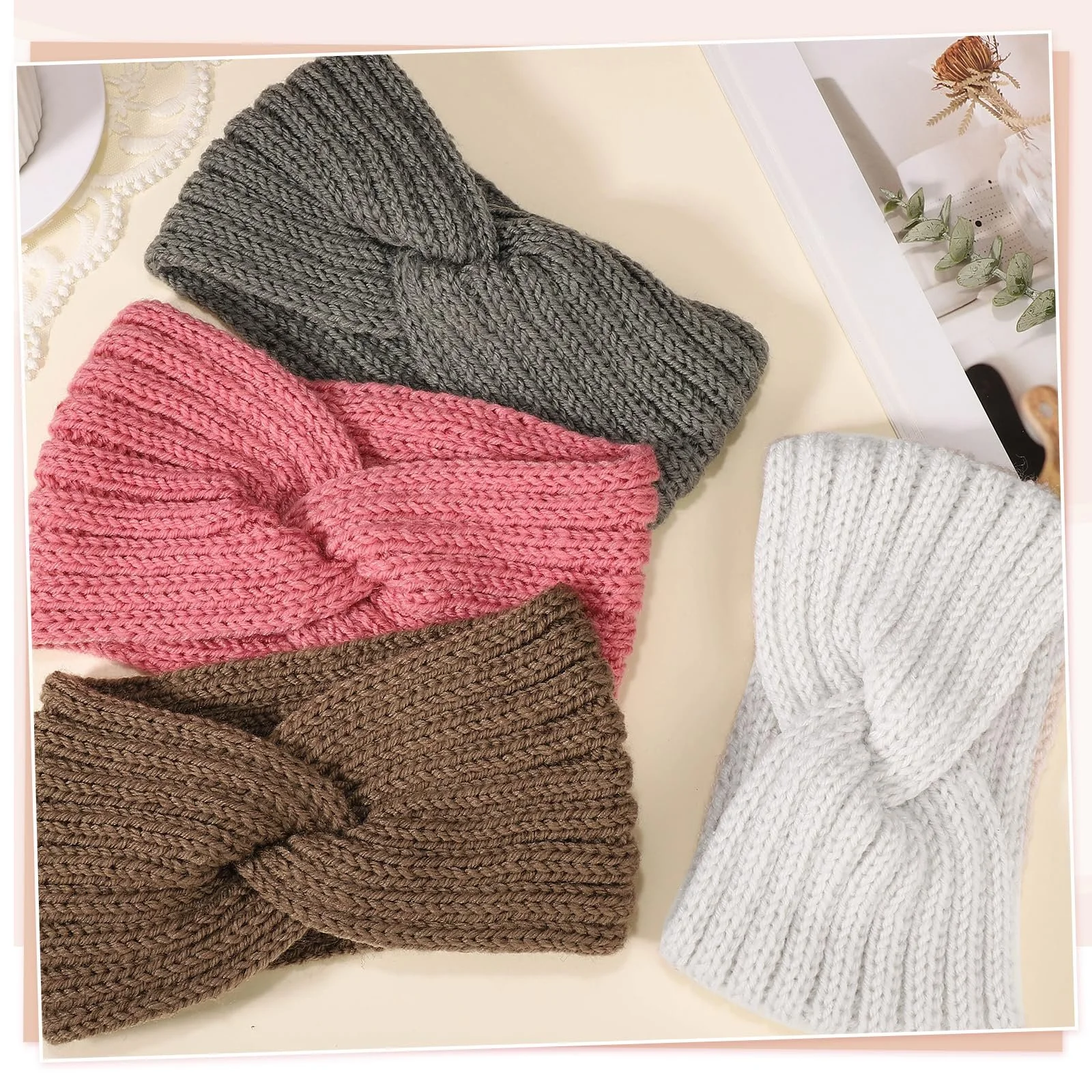 Пов'язка на голову в'язана зимова, фото №6