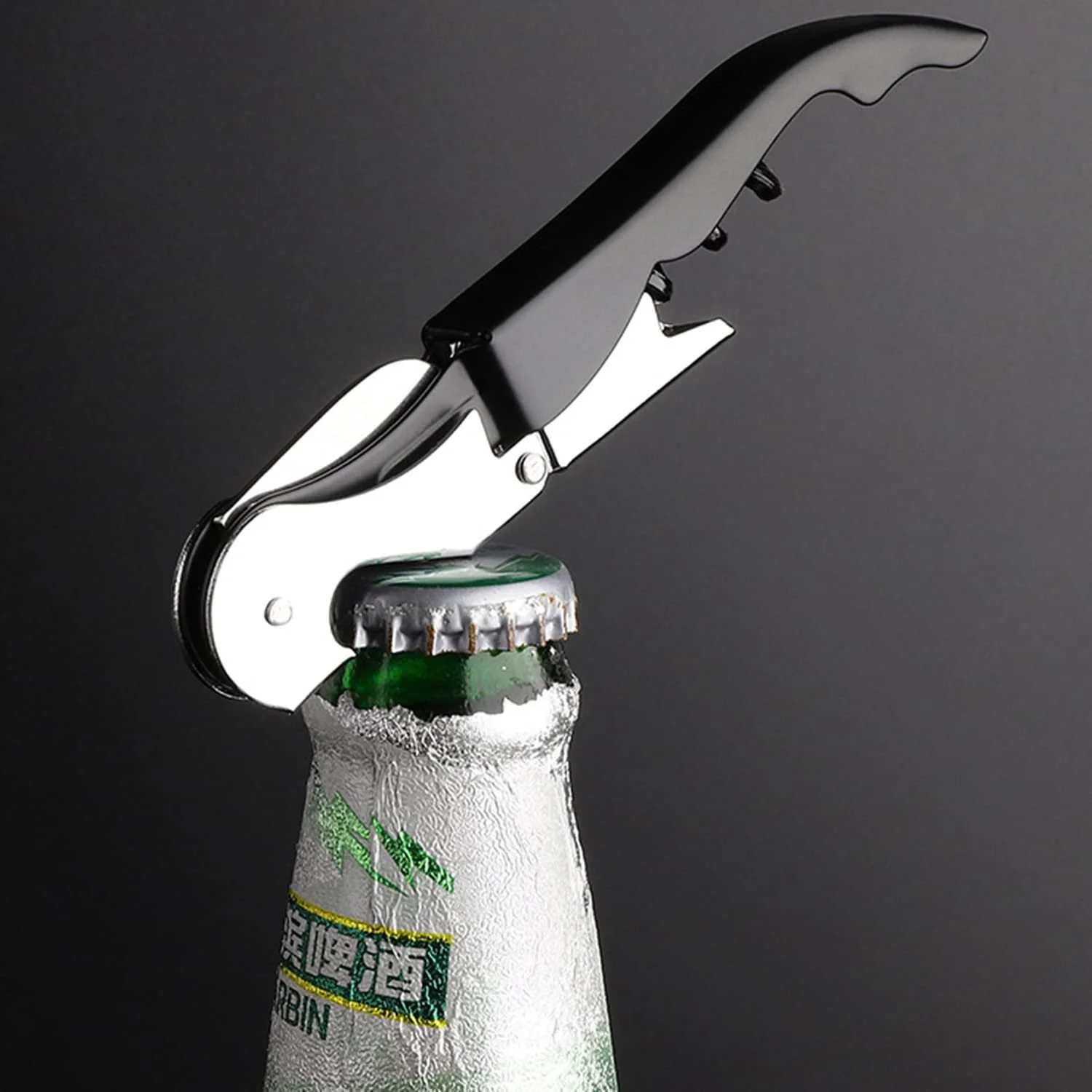 Штопор Jinpojun Багатофункціональний з нержавіючої сталі Чорний, фото №4