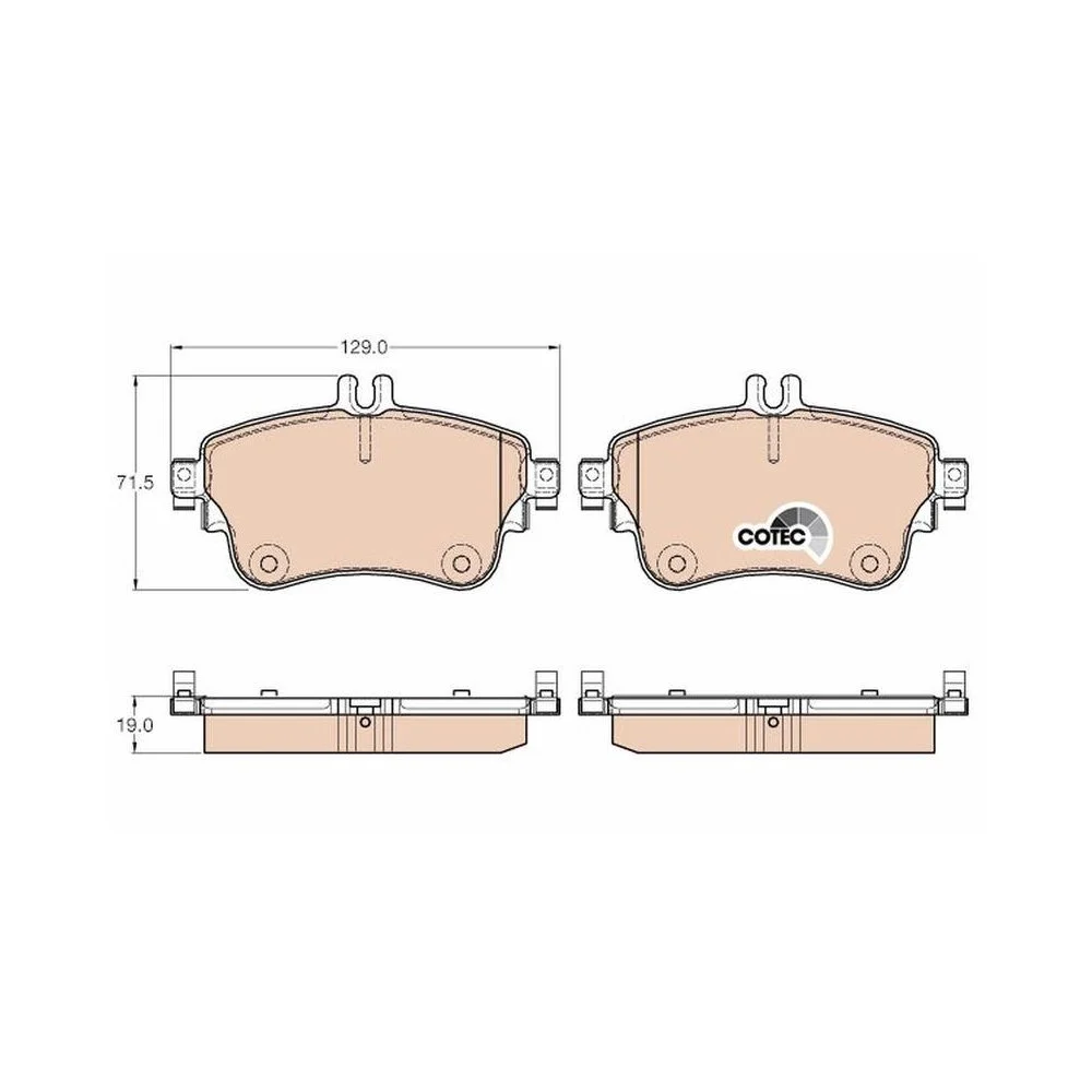 Комплект тормозных колодок TRW COTEC GDB1933 для MERCEDES-BENZ, передняя ось, фото №1