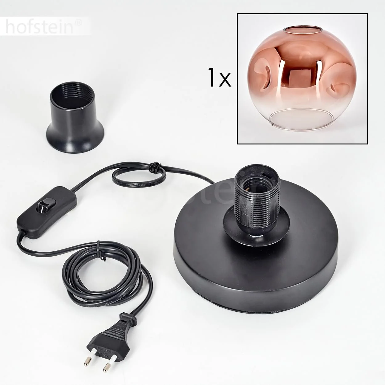 Настільна лампа Ripoll Метал/Скло 15 см 1 x E27 Чорний/Мідний/Прозорий, фото №6