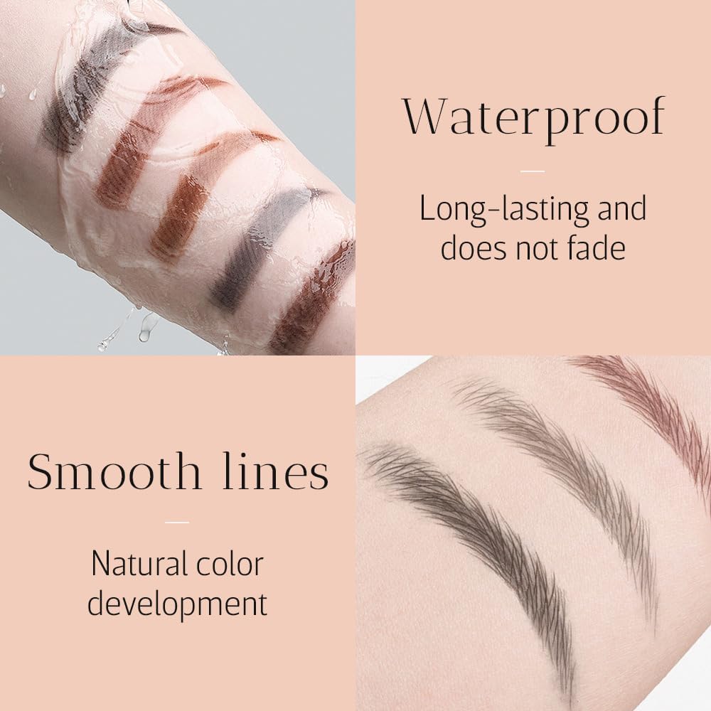 Олівець для брів Magic 3D Microblading Waterproof 4 Tips (Dark Brown + Black), фото №3
