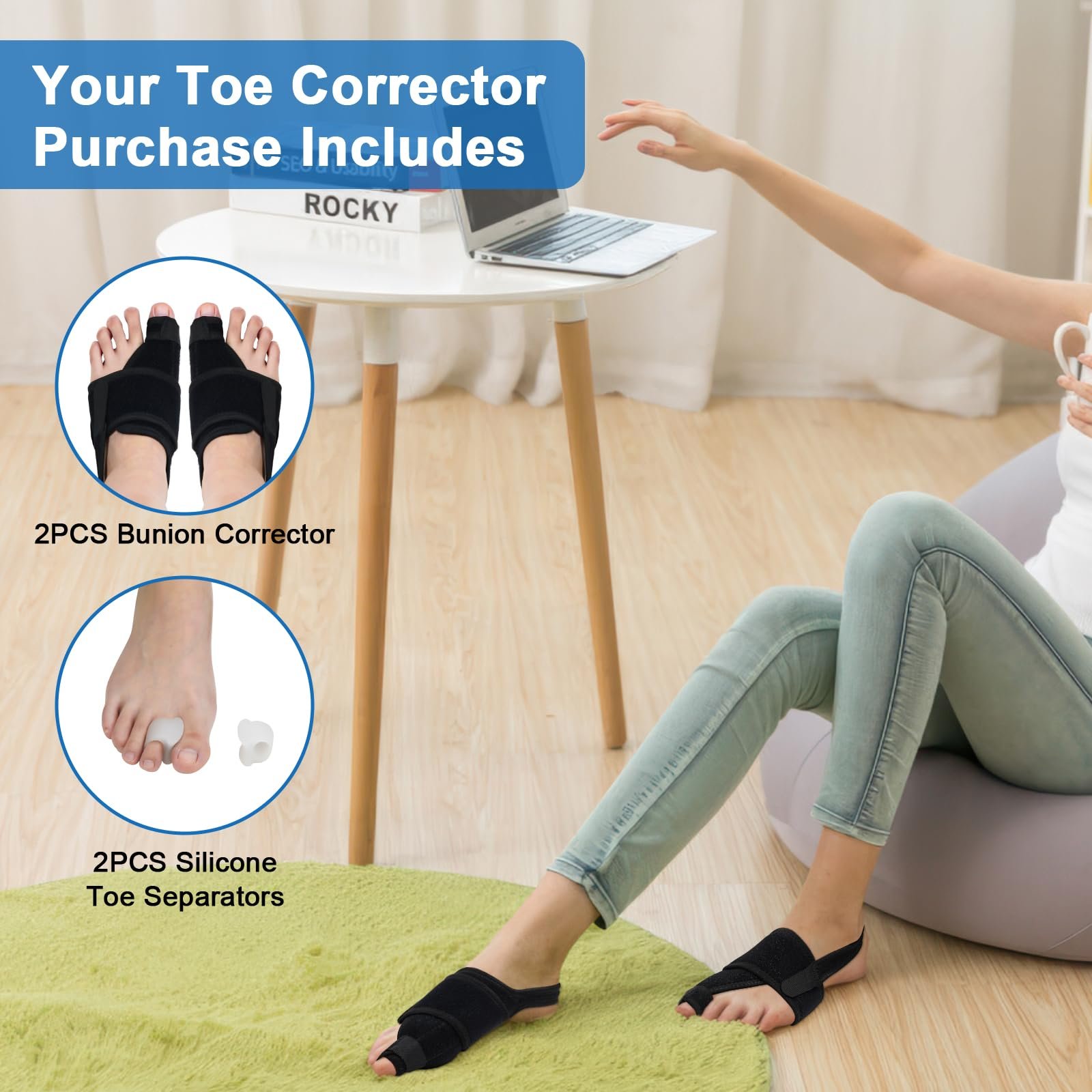 Шина для коррекции Hallux Valgus, 2 силиконовых разделителя для большого пальца ноги, корректор буниона, нескользящий набор для коррекции буниона для дня и ночи, универсальный размер для мужчин и женщин, фото №5 Шина для коррекции Hallux Valgus, 2 силиконовых разделителя для большого пальца ноги, корректор буниона, нескользящий набор для коррекции буниона для дня и ночи, универсальный размер для мужчин и женщин, фото №5