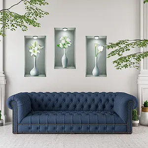 3D Наклейки на стіну milaosk Vase 3D Vinyl Plants Flowers Білий synthetic.ua - Фото 1