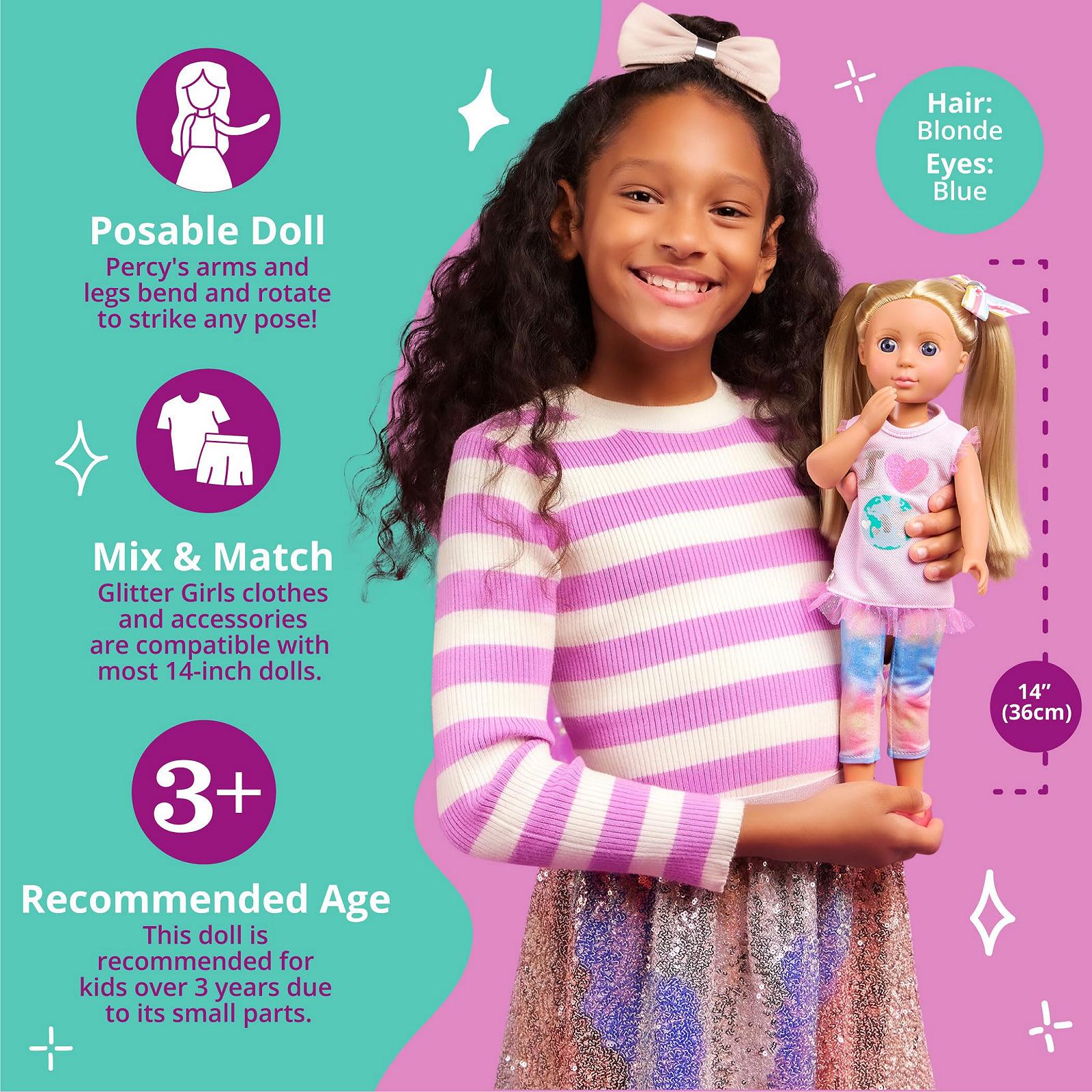 Кукла для путешествий Glitter Girls Percy 36 см, подвижная, с одеждой и камерой Светлые волосы и уникальные фиолетовые глаза, фото №4 Кукла для путешествий Glitter Girls Percy 36 см, подвижная, с одеждой и камерой Светлые волосы и уникальные фиолетовые глаза, фото №4