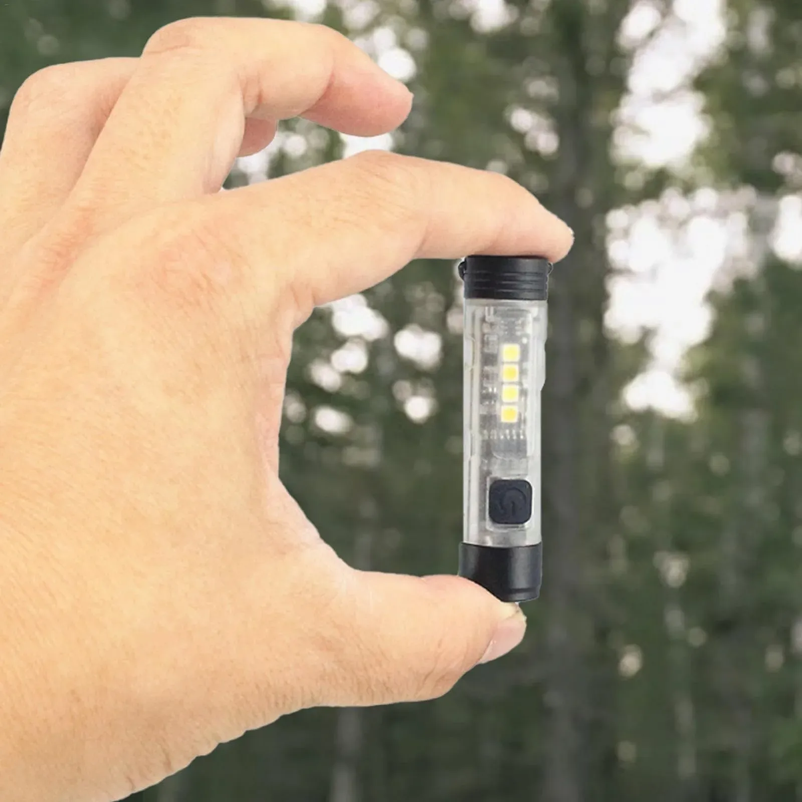 Компактный дорожный фонарик, многофункциональный фонарик-брелок, USB зарядка, карманный фонарик, водонепроницаемый фонарик-брелок, портативный фонарь для кемпинга, фонарик для походов, легкий светодиодный фонарик, фото №4