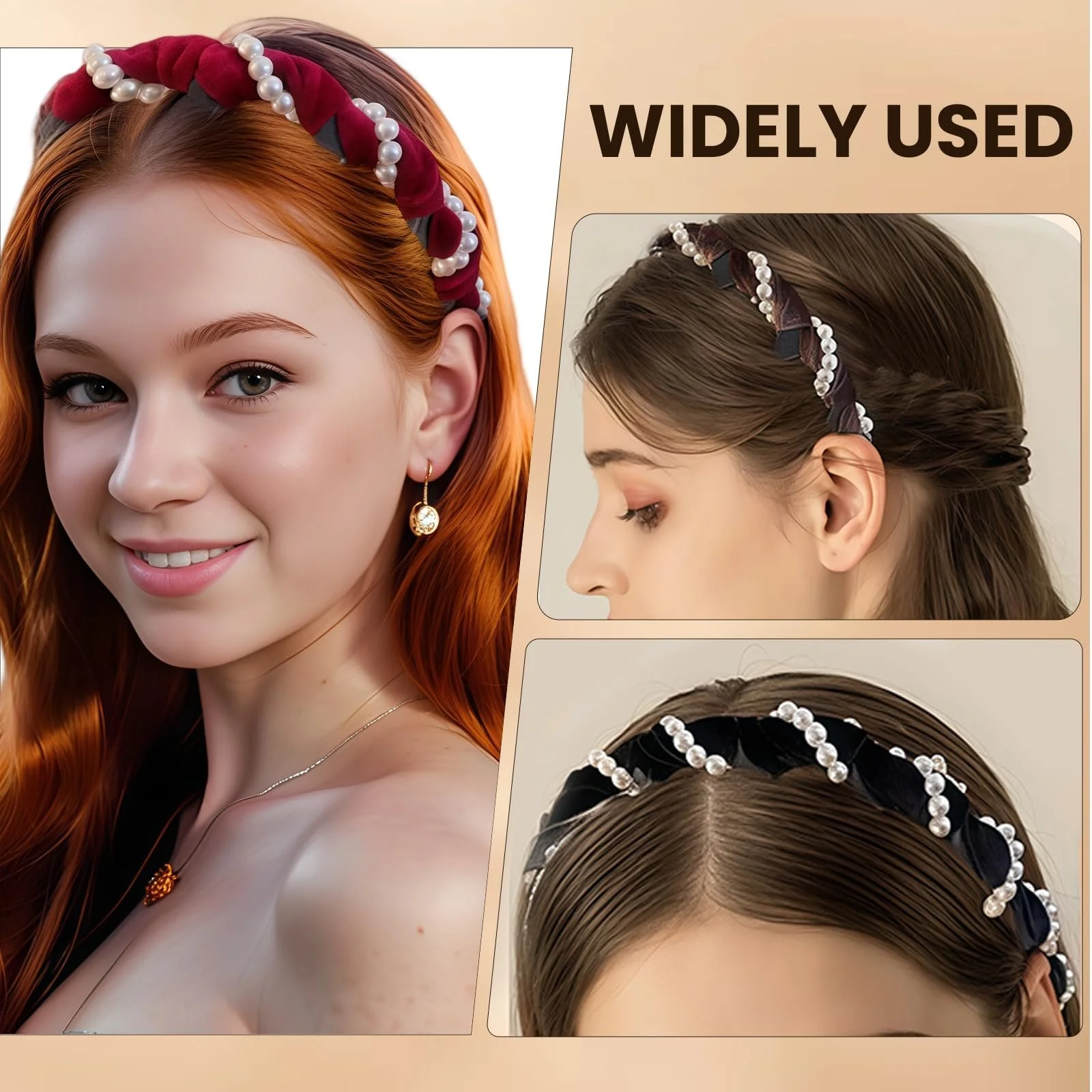 Винтажный набор жемчужных обручей 3 шт, фото №3