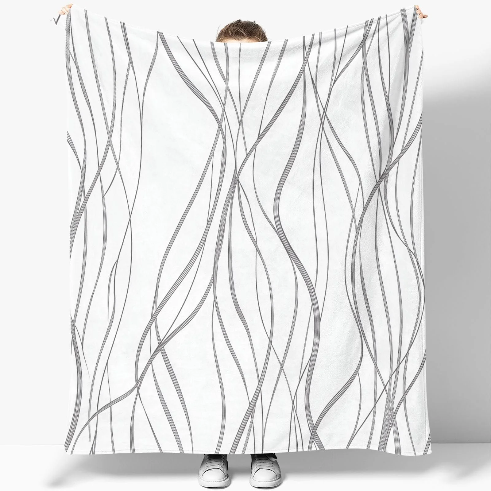 Плед Лінії Простота Текстура Високоякісний фланель Сірий 130 x 150 см, фото №3