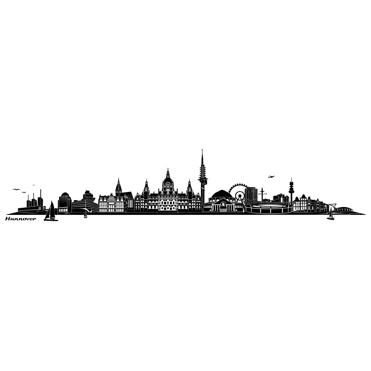 Настінна наклейка WANDKINGS Skyline Hannover 130 x 26 см Чорна, фото №3 Настінна наклейка WANDKINGS Skyline Hannover 130 x 26 см Чорна, фото №3