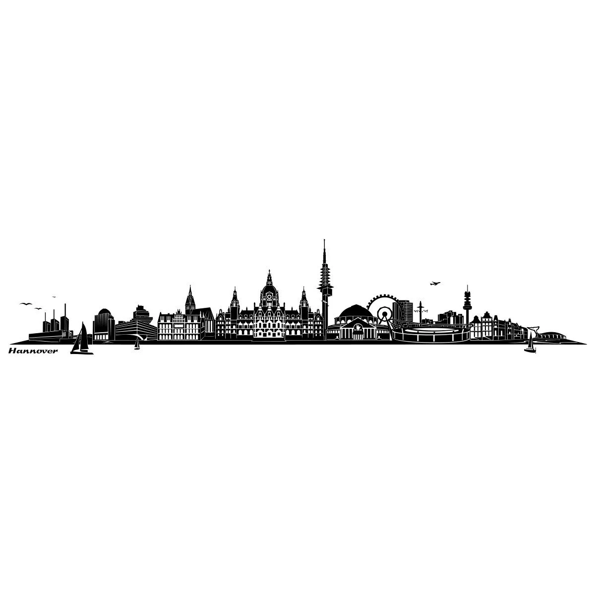 Настенная наклейка WANDKINGS Skyline Hannover 130 x 26 см Черная, фото №3 Настенная наклейка WANDKINGS Skyline Hannover 130 x 26 см Черная, фото №3
