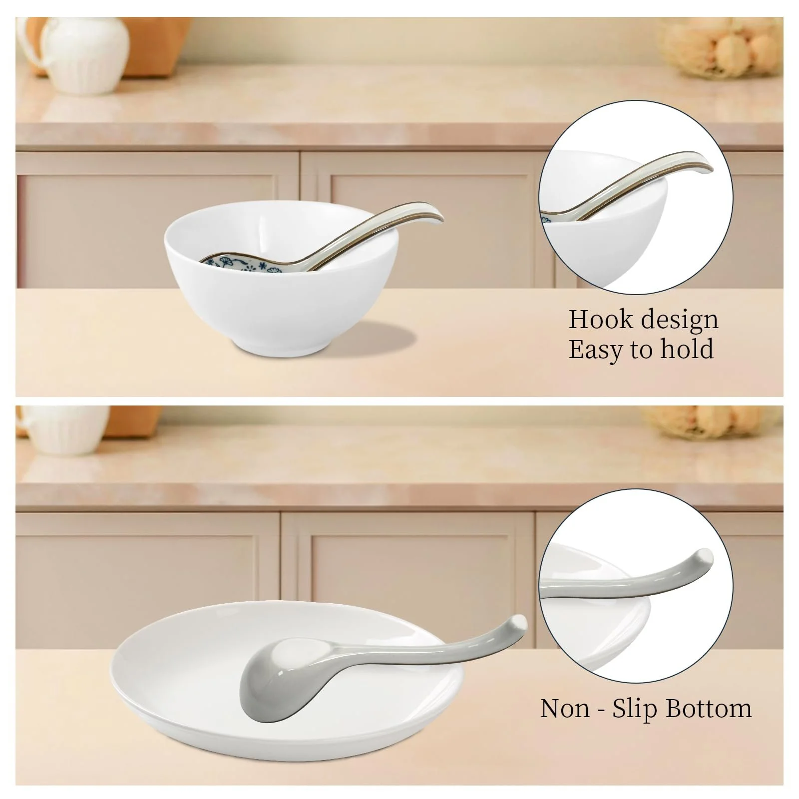 Набір з 4 азіатських супових ложок з гачками, фото №4