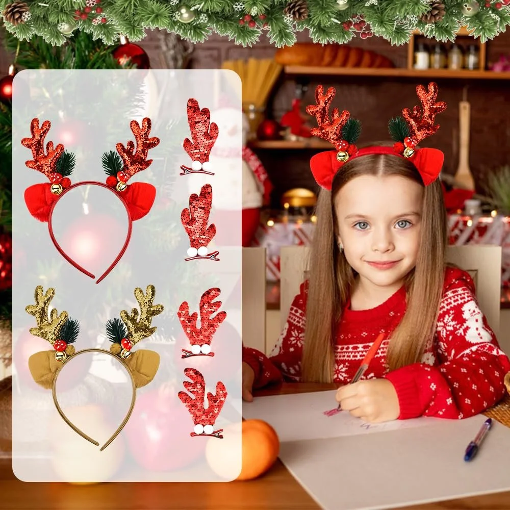 Набір із 2 блискучих різдвяних обручів для волосся, фото №4