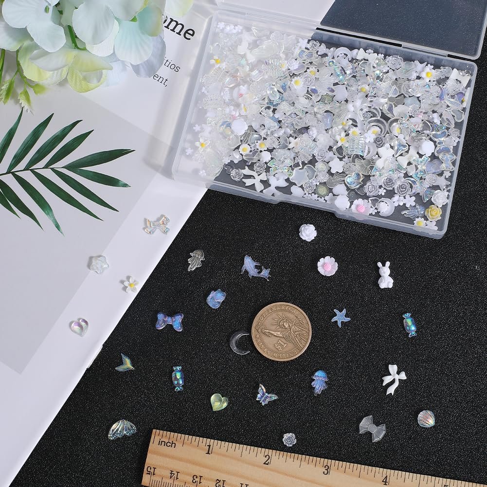 SUNNYCLUE 1 коробка 6 пакетів Білі зі смоли 3D Аксесуари для нігтів, фото №3