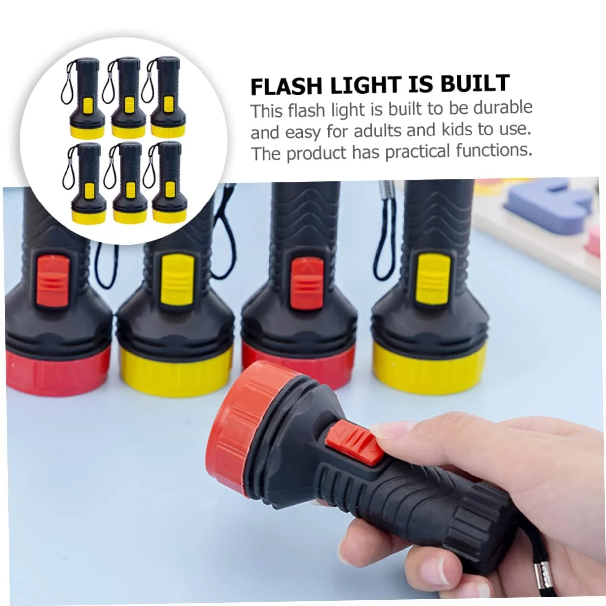 Ліхтарики кишенькові HOMSFOU, 6 шт, пластикові, маленькі зі шнурками, фото №6