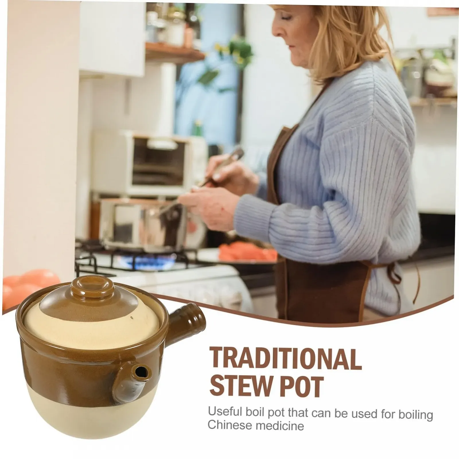 Горшок для трав Garneck традиционный китайский термостойкий керамический с термостойкой ручкой, фото №6