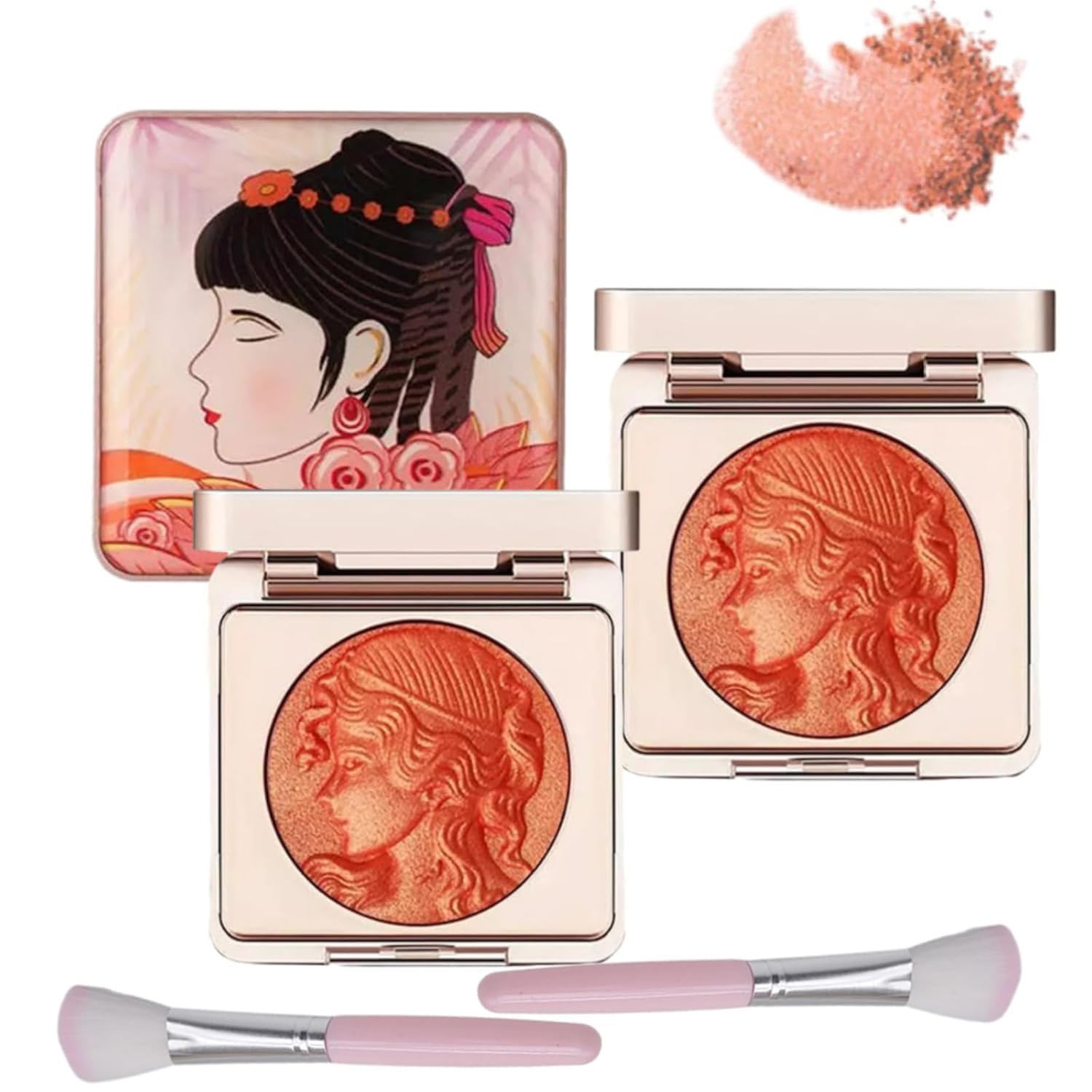 Палітра рум'ян LXCJZY Embossed Smooth Powder для щік Апельсин 2 шт., фото №1