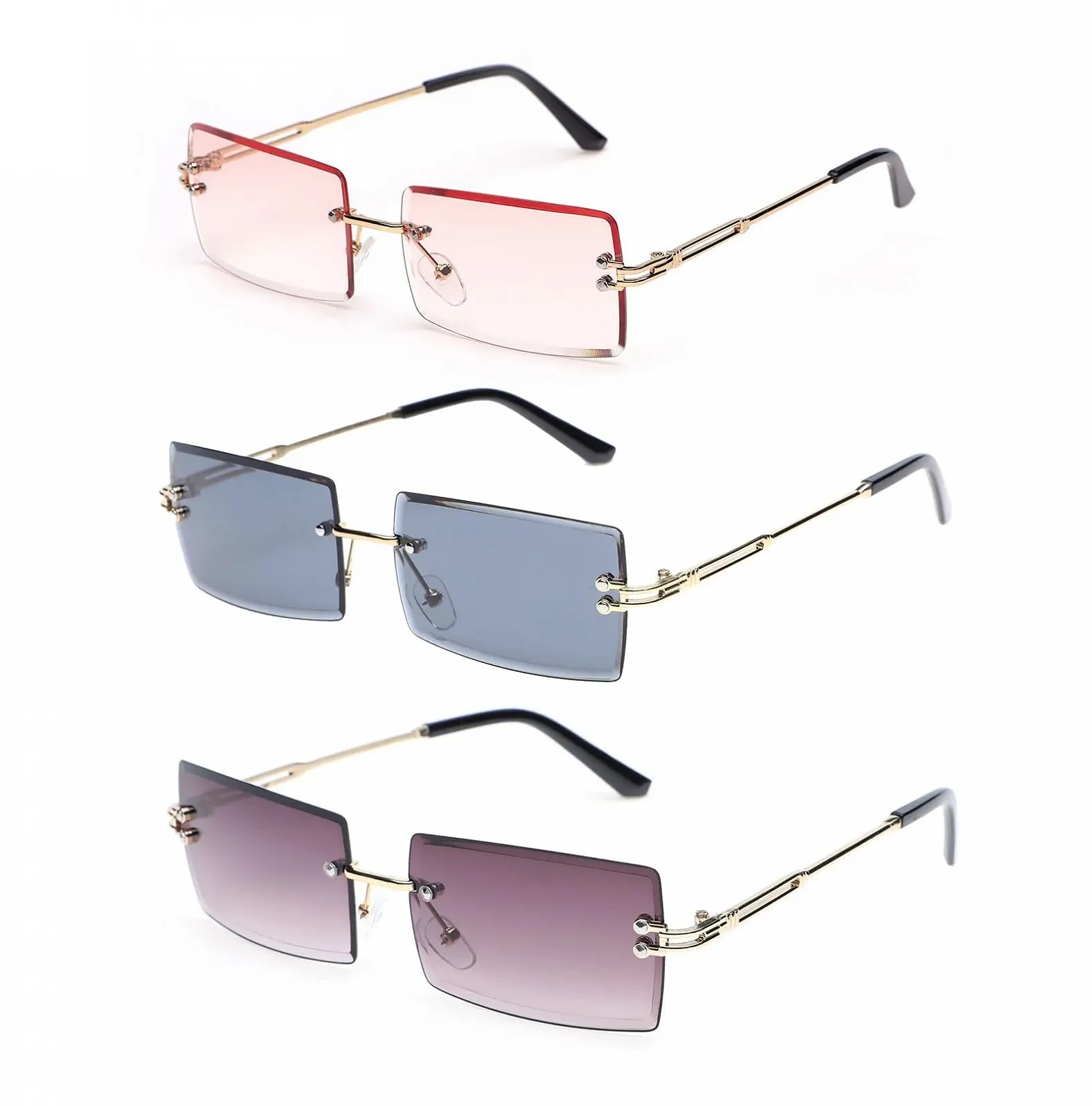 Сонцезахисні окуляри Ретро YEWCEP 3 шт, унісекс, рожеві, фото №1