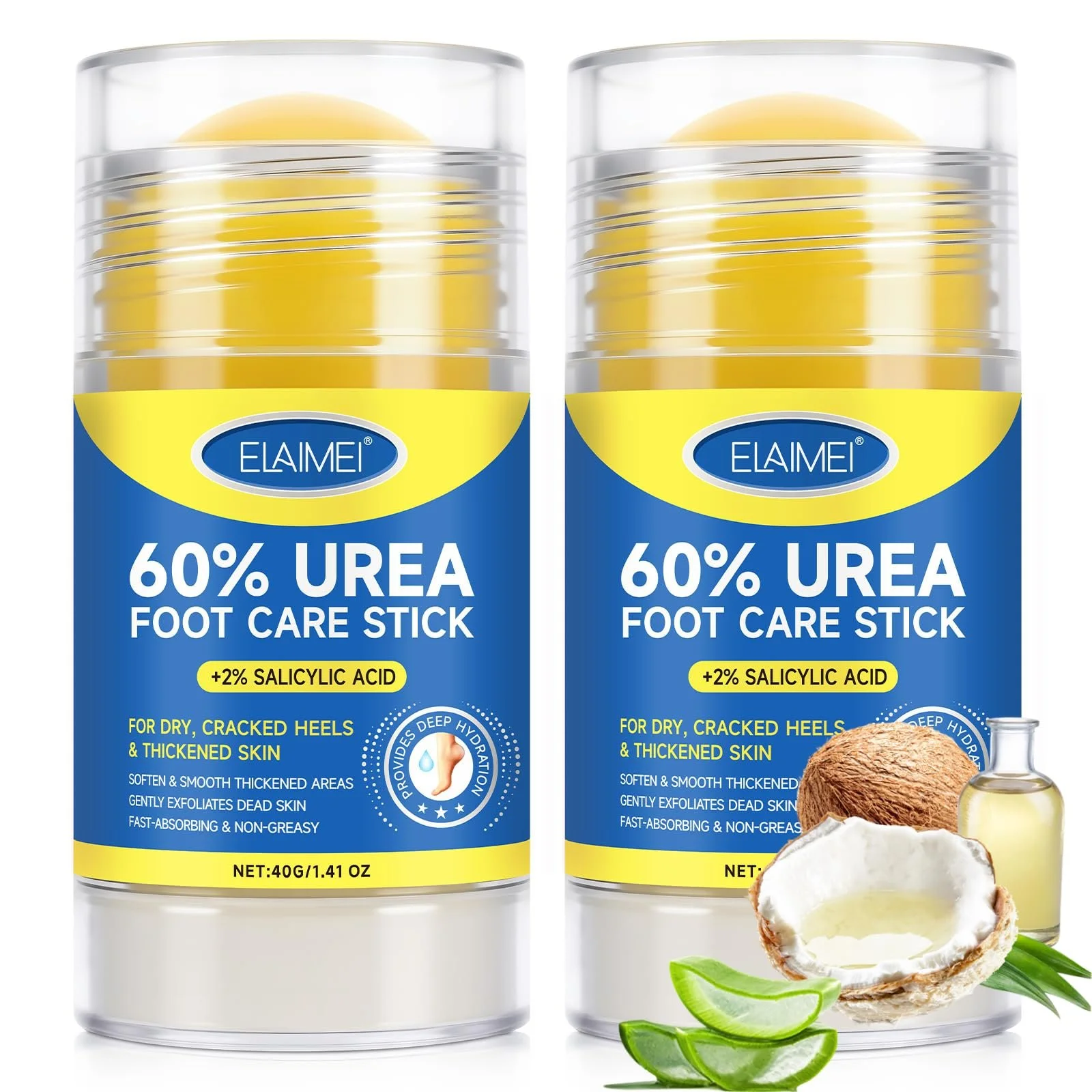 Стик для ног Urea Creme с 60% мочевины и 2% салициловой кислоты отшелушивающий 2 шт 1.41 унции, фото №1