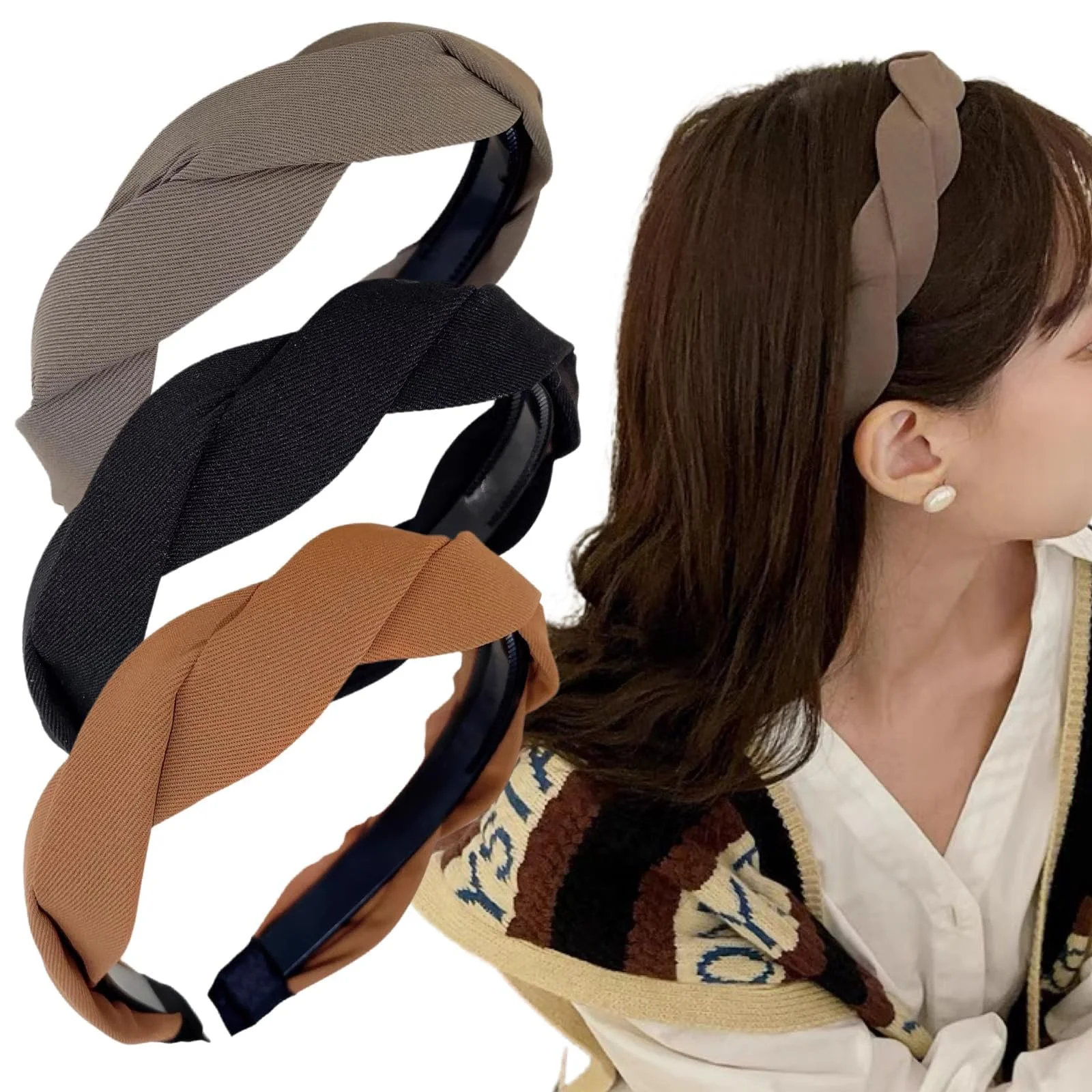 Набір плетених пов'язок на голову для жінок, фото №1
