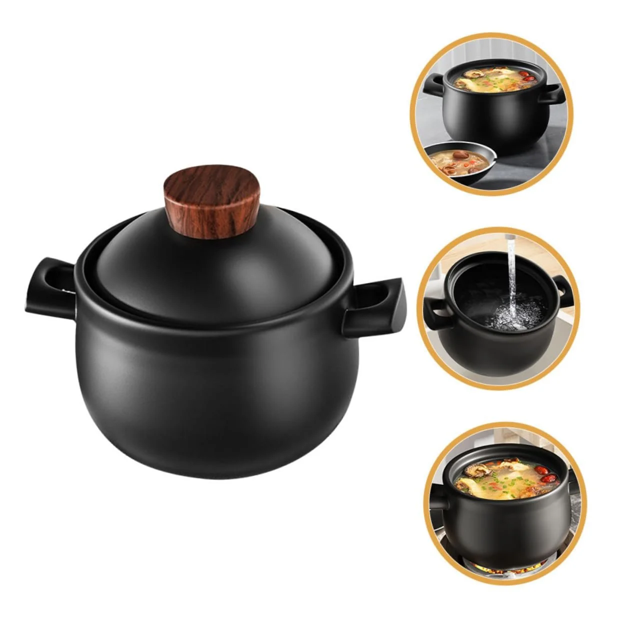 Каструля керамічна для тушкування термостійка великої місткості для газової плити з ручками, фото №8