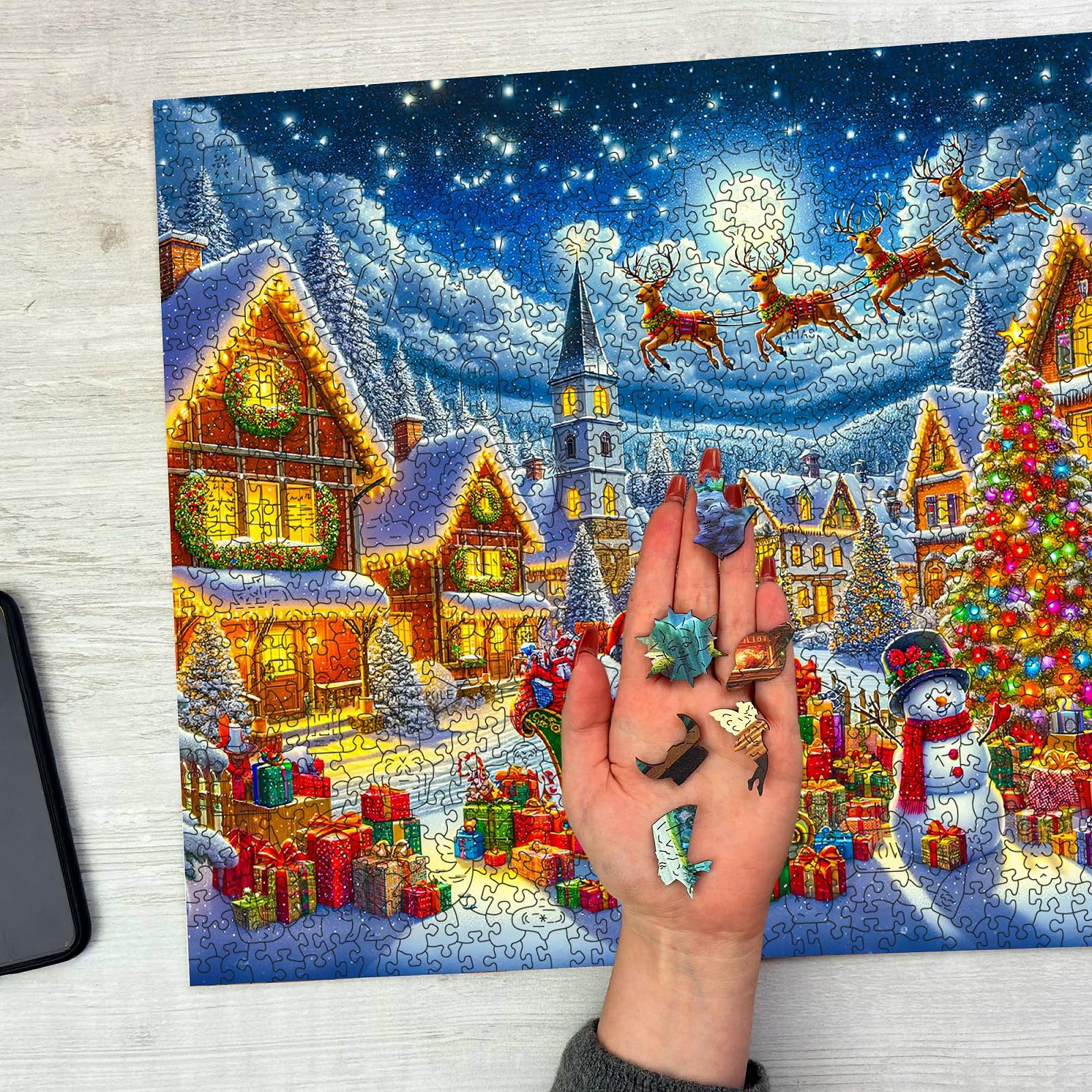 Дерев'яний пазл WOODEN.CITY Santa Claus Merry Journey 1000 елементів 54,0 x 39,4 см, фото №6