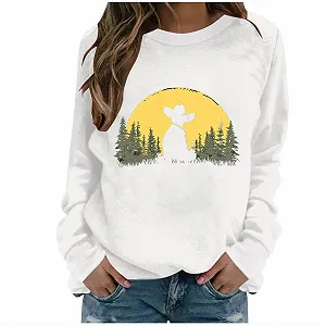 Лонгслив Komiseup Базовый Свитшот с круглым вырезом Свитшот свободного кроя без капюшона Western Cowboy Print Свитшот Праздничная Спортивная рубашка Модный топ с принтом лошади для девочки-подростка Streetwear 15 - Фото 1