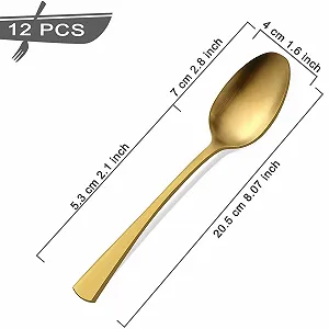 Ложка суповая Bestdin Набор 12 штук 205 см Золотой матовый synthetic.ua - Фото 1