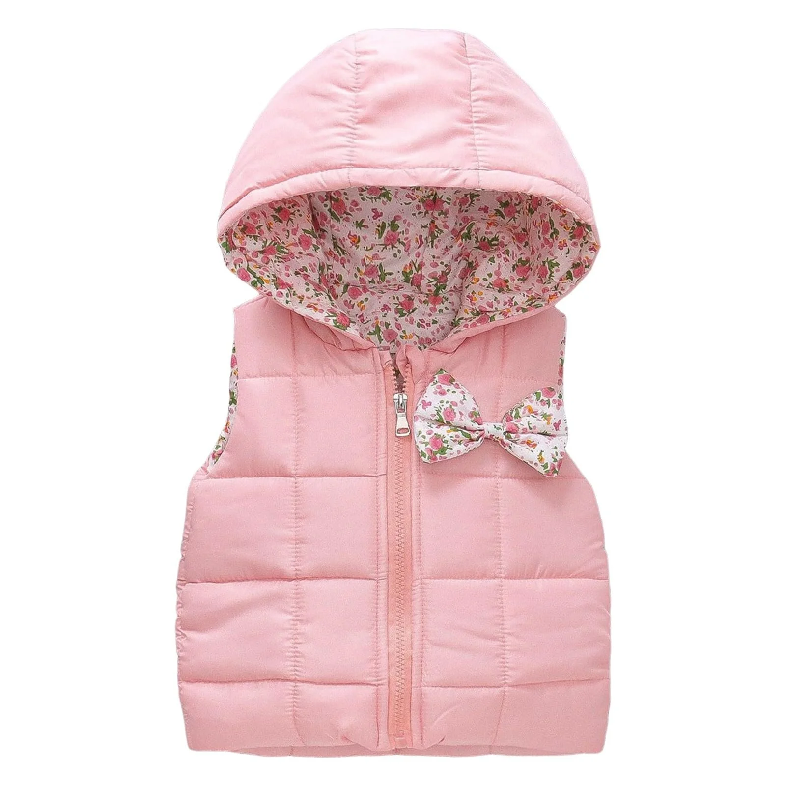 Жилет стеганый Легкий зимний для девочек и мальчиков Безрукавки Пальто Милый жилет с капюшоном Пуховик Осенний Зимний Зимнее пальто для активного отдыха, фото №1