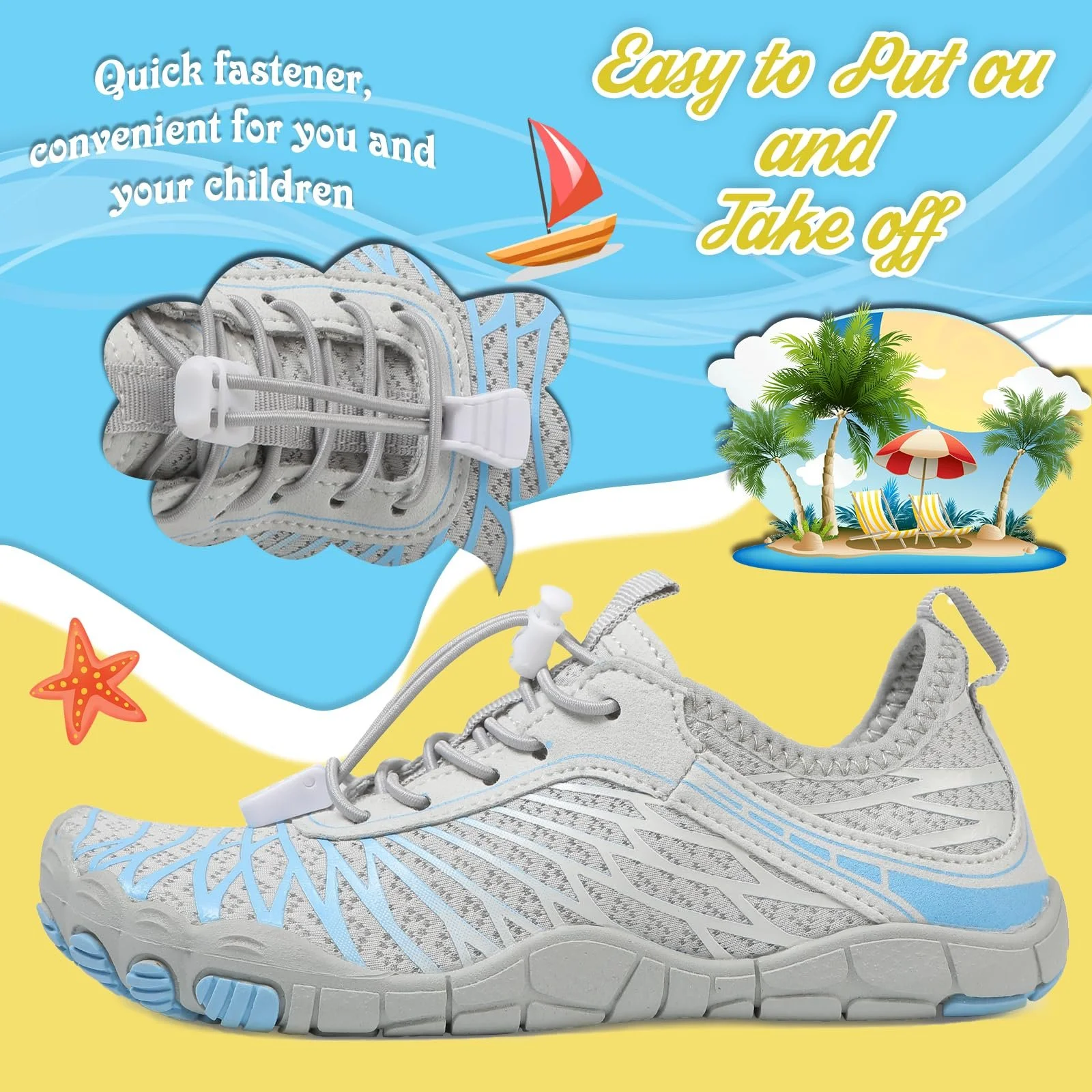 Босоножки Детские босоножки для мальчиков и девочек, быстросохнущие водные туфли, легкие мягкие пляжные туфли, дышащие туфли для купания, нескользящие туристические туфли, размер 25-35 EU, фото №4