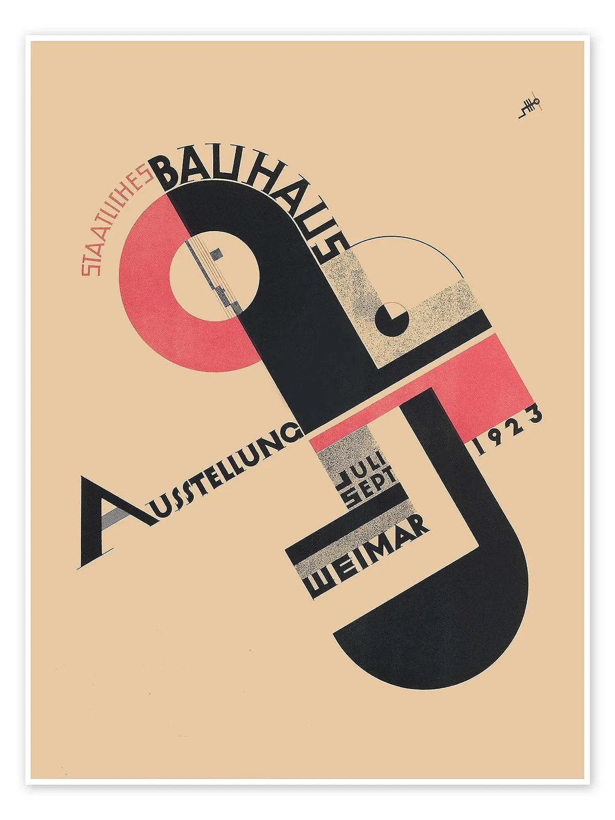 Постер Bauhaus Exhibition Weimar I, 1923 Joost Schmidt 50 x 70 см Бежевый, фото №1 Постер Bauhaus Exhibition Weimar I, 1923 Joost Schmidt 50 x 70 см Бежевый, фото №1